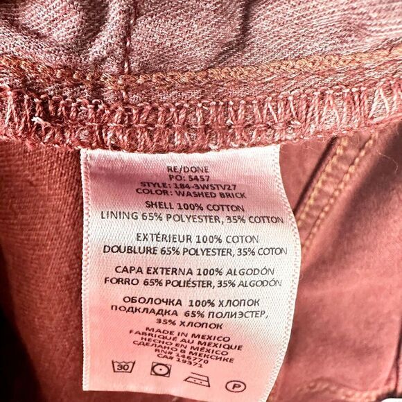 Re/Done 70s Stove Pipe Jeans Size 27 High Rise Button Fly Washed Brick Straight - Picture 12 of 12